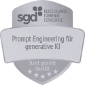 Zukunftssicher mit Künstlicher Intelligenz Vertrauen Sie auf unsere staatlich (ZFU) zertifizierten Prompt Engineersfür generative KI – Damit Sie der Konkurrenz einen Schritt voraus sind